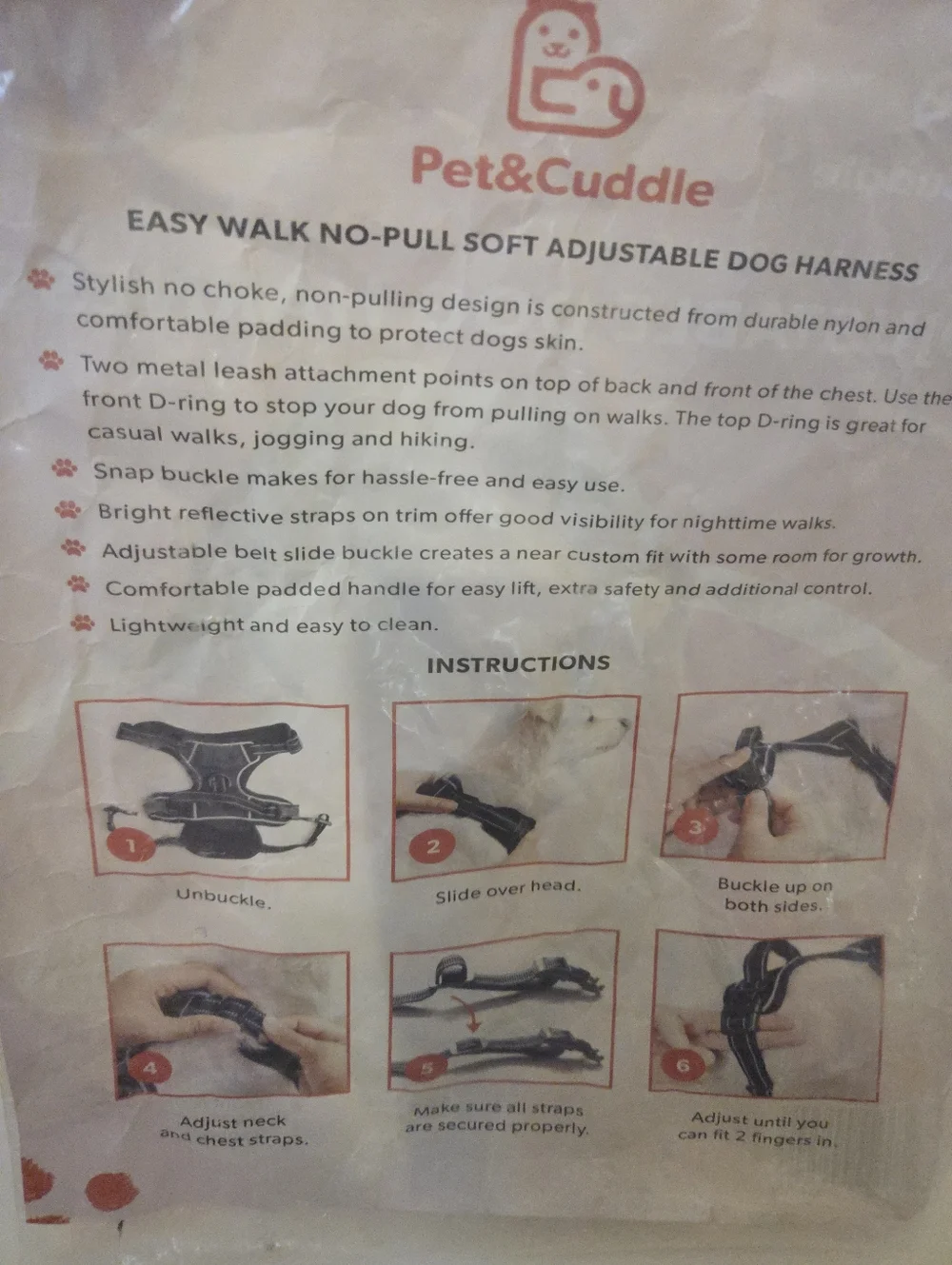 Pet & Cuddle Easy Walk No-Pull Soft Adjustable Dog Harness Hot Pink Size M